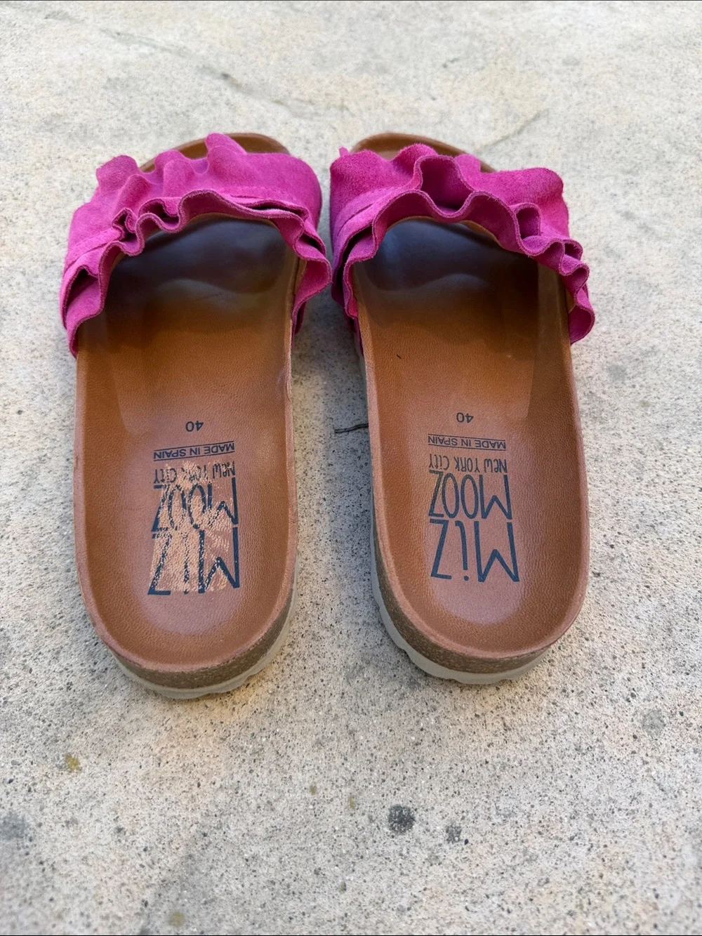 Miz Mooz New York City Rocio Fushia Suede Slide Sandal Women's Size 40/9-9.5